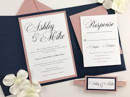 Navy And Dusty Pink Pocket Folder Invites With Belly Band Navy Etsy Navy Wedding Invitations Pocket Wedding Invitations Wedding Invitations