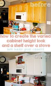 Creating Faux Varied Height Cabinets And A Shelf Over A Stove Kitchen Cabinets Makeover Kitchen Cabinets Painting Kitchen Cabinets