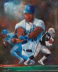 Bo jackson rookie cards and. Bo Jackson Oil Painting By Robert Stephen Simon Bo Jackson Baseball Art Oakland Raiders Logo