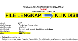 Rpp 1 lembar prakarya kelas 7 semester 2 revisi 2020 merupakan bagian dari perangkat pelajaran yang harus di susun oleh guru untuk kegiantan belajar mengajar serta pula administrai guru. Rpp Daring Pai Kelas 8 Format Selembar Info Pendidikan Terbaru