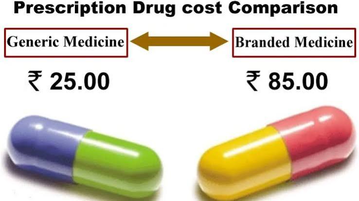 Close-up of pharmacy price tags showing dramatically different costs for the same generic medication across different chains