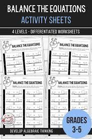 Balancing Equations Equivalent Number Sentence Activities Sentence Activities Elementary Math Math Resources