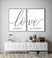 Family Signlove Makes A Family Printfamily Printsset Of 2 Etsy Bedroom Wall Art Family Room Walls Wall Art Living Room