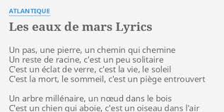 L'alcool c'est de l'eau remake du turfu. Les Eaux De Mars Lyrics By Atlantique Un Pas Une Pierre