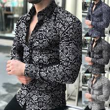 Chemise de coupe slimfit confort. Acheter Mens Fashion Manches Longues Imprime Floral Shirt Printemps Automne Chemises Hommes Chemise Slim Fits Bouton Revers Collier Homme De 14 54 Du Blueberry12 Fr Dhgate Com