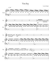 Free sheet music is also available for viola, cello and bass. You Say Violin Sheet Music For Piano Violin Solo Musescore Com