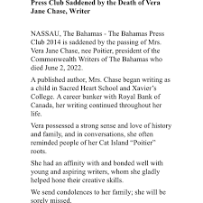 CONDOLENCES: The Bahamas Press...