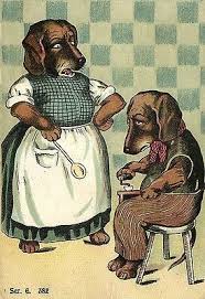 Find Many Great New Used Options And Get The Best Deals For Dogs Strict Dachshund Lady With Her Husband F Vintage Dachshund Dachshund Cartoon Dachshund Art