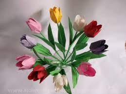 Origami Tulip Flower With Stem How To Make Paper Flowers Paper Flowers Origami Flowers Paper Flower Arrangements