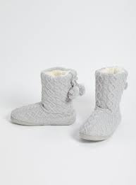 Full step by step tutorial to knit these easy cozy slippers. Womens Grey Knitted Slipper Boots Tu Clothing