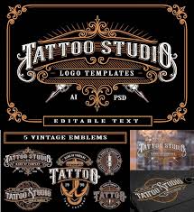 Set Of Vintage Tattoo Studio Logos Free Download Tattoo Studio Vintage Tattoo Studio Logo