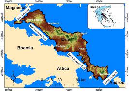 There is a bridge over to evia at chalkidiki and a car and passenger ferry between arkitsa on the mainland and the spa town of edipsos or aedipsos on. Study Area Evia Island Central Greece Download Scientific Diagram