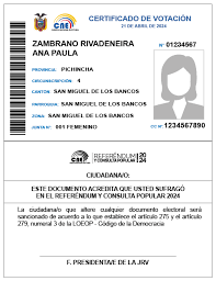 Ejemplo de certificado de votación
