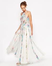 Check spelling or type a new query. Asos Fit And Flare Floral Mesh Halter Neck Maxi Evening Dress Uk 6 Eu 34 Us 2 Vestidos Cerimonia