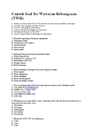 Disini saya akan berbagi contoh soal cpns tentang tes. Contoh Soal Tes Wawasan Kebangsaan Twk