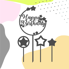 Cake Topper Svg Happy Birthday Svg Star Cake Topper Svg Etsy In 2020 Cake Toppers Happy Birthday Cake Topper Topper