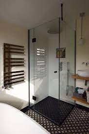 Shower Enclosure With Black Hinges Shower Enclosure Shower Cabin Shower Doors
