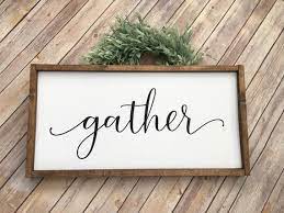 Wood Sign Gather Sign Farmhouse Decor Rustic Family Room Etsy Family Room Wall Art Gather Wood Sign Farmhouse Decor