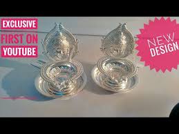 Low to high sort by price: New Design Silver Diya Silver Fancy Jothi Vilakku Latest Design With Small Silver Plates Youtube