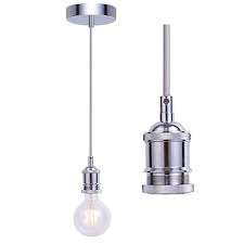 Perfect for your big and small lighting projects at home. Jing Vintage Pendant Light Fitting Industrial Chrome Ceiling Rose Braided Flex E27 Lamp Holder Suspended Ceiling Pendant Light Fitting Chrome Buy Online In Cambodia At Cambodia Desertcart Com Productid 58848328