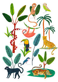 The Design A Playful Jungle Design Featuring All The Best Jungle Animals Including Sloth Snake Jungle Illustration Animal Illustration Kids Jungle Drawing