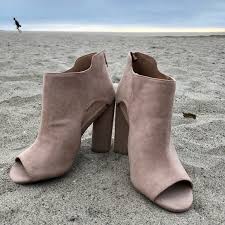 Square toe faux fur block heels block heel pumps & mules. Cut Out Open Toe Chunky Heel Booties Faux Suede Block Ankle Boots Camel Tan