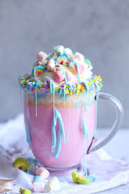 Pets can be the sweetest addition to a family & their name is often inspired by a favorite dessert treat. Unicorn Hot Chocolate It S A Creamy Hot White Chocolate Colored Pink Topped With Sprinkles Whipped Cream Marsh Hot Chocolate Recipes Desserts Yummy Drinks