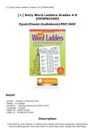 612,540 plays grade 1 (4291) word ladder play word scramble to make words from the scramble. Daily Word Ladders Grades 4 6 Download 56 By Amy Wilkinson Issuu