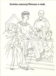 St. Philomena. A picture to colour. Diocletian sentencing ...