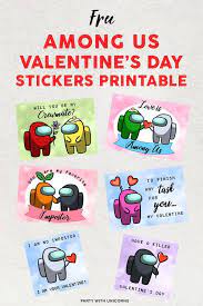 printable among us valentines party with unicorns