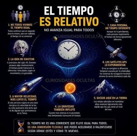 El tiempo avanza igual para todos? En realidad, no. Según la teoría de la  relatividad de Einstein, el tiempo no es absoluto. Su ritmo depende de dos  factores principales: la velocidad y