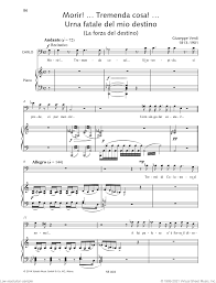 Buona notte, mia figlia 28 la forza del destino: Verdi Morir Tremende Cosa Urna Fatale Del Mio Destino From La Forza Del Destino Sheet Music For Baritone And Piano