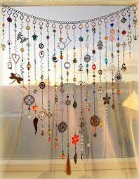 Crystal Suncatcher Boho Beaded Curtain Window Valance Etsy Beaded Curtains Crystal Suncatchers Diy Wind Chimes