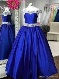 Cold Shoulder Junior Pageant Dresses 2019 Off The Shoulder Royal Blue Pageant Gowns For Little Baby Long Rhinestones Crystals Real Photos Biscotti