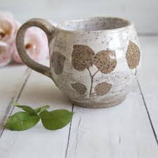 Welcome to the kema mugs co ltd. Andover Pottery Pressed Leaves Nature Mug Handcrafted Pottery Coffee Mug Made In Usa