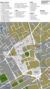 Leicester square had had a long history and it is surprising to find out that the garden at the centre only became a public square in the 1840's; File Leicester Square Map Png Travel Guide At Wikivoyage