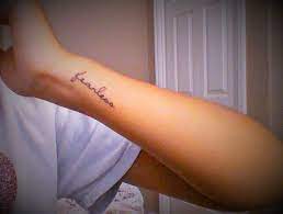 There are spaces on both the outer and inner edges of the wrist where a small tattoo might fit. My Fearless Tattoo On My Left Outside Wrist With Handwriting Style Script Tattoo Inked Fearless Cutebasictattoos Fearless Tattoo Tattoos Writing Tattoos