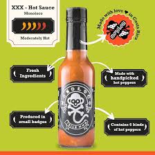 Amazon.com: 智利Monoloco - XXX 辣醬(6 種辣椒類型:Scoth Bonnet、墨西哥辣椒、秘魯阿吉、羅科托、卡宴胡椒和鬼椒)、溫和辣醬(1  包)5 盎司(約141.7 毫升)玻璃瓶。 : 雜貨和美食