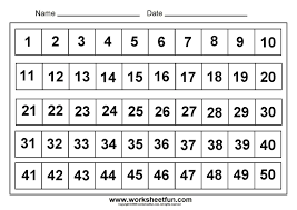 printable number chart 1 50 kindergarten math worksheets