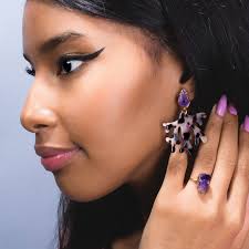 Vertical Silver Raw Amethyst Ring Sterling SIlver Ring,