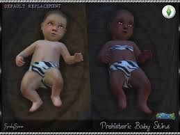 There's 4 poses, i made them to go into a crib but they work on any surface thats elevated to roughly the same height! Prehistoric Baby Skins Sims 4 Skins