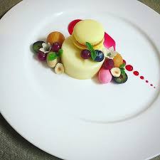 Elegant Dress With A Tied Waist Navy Blue Food Plating Michelin Food Dessert Presentation