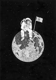 Lonely Astronaut By Zary Cz Aesthetic And Art Black Design Drawing Grunge Illustration Indie Moon Galaxy Drawings Space Drawings Astronaut Drawing