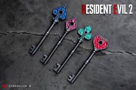 Raccon City Police Station Keys Resident Evil 2 Remake Edition 2019 Club Key Spadekey Diamond Key Heart K Dolls Handmade Soft Dolls Felted Wool Ball Garland