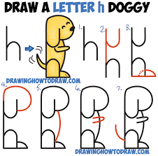 Can you spot anything beginning with the letter h within the drawing? How To Draw A Cartoon Dog Begging From 2 Letter H Shapes Easy Step By Step Drawing Tutorial For Kids How To Draw Step By Step Drawing Tutorials