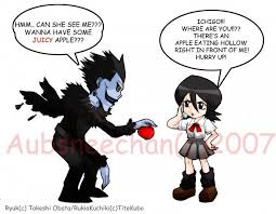 Tags Death Note Madhouse Bleach Ryuk Kuchiki Rukia Apple Bleach Funny Death Note Bleach Anime