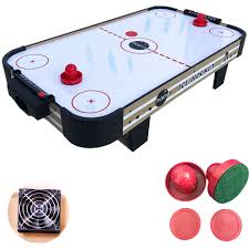 Reversible table top features a black felt gaming surface on one side with a solid dining top on the other carved pedestal table base rich oak finish assembly required: Jodela Table Top Air Hockey 40 Inch Air Hockey Table For Game Room W 2 Pucks 2 Pushers Air Hockey Sets For Kids Camping Road Trips Game Table For Whole Family Buy Online In