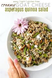 Light Creamy Goat Cheese Asparagus Quinoa Salad Quinoa Salad Recipe Recipe Side Dish Recipes Healthy Quinoa Salad Quinoa Salad Recipes