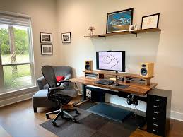 The following is a review of the 20 best desks with shelves currently available on the. Walnut Standing Desk With Riser And Aluminum Felt Shelves The Standing Desk Frame Is From Uplift I Made The Desk Top 6 Wide The Desk Riser And The Wall Shelf Riser Is Inspired