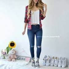 Pin By Gloria Pena Felipe On Estilo Cute Fall Outfits Flannel Outfits Back To School Outfits For Teens